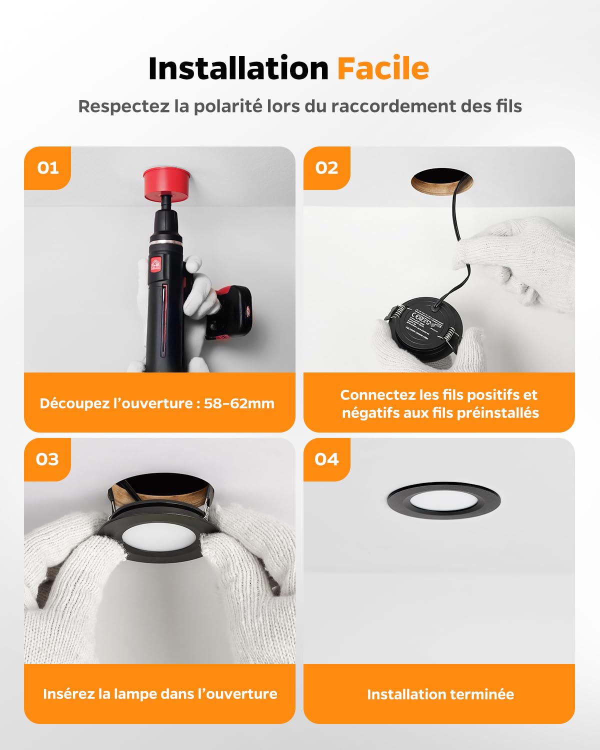 Sanyoung Spot LED Encastrable 12V Camping-car, 3W Alu Spot Extra Plat Dimmable 3000K Blanc Chaud 240LM, IP44 Spots Salle de Bain Trou 58-62mm, Spots LED 12V pour Caravane Van Bateau, Lot de 3, Noir