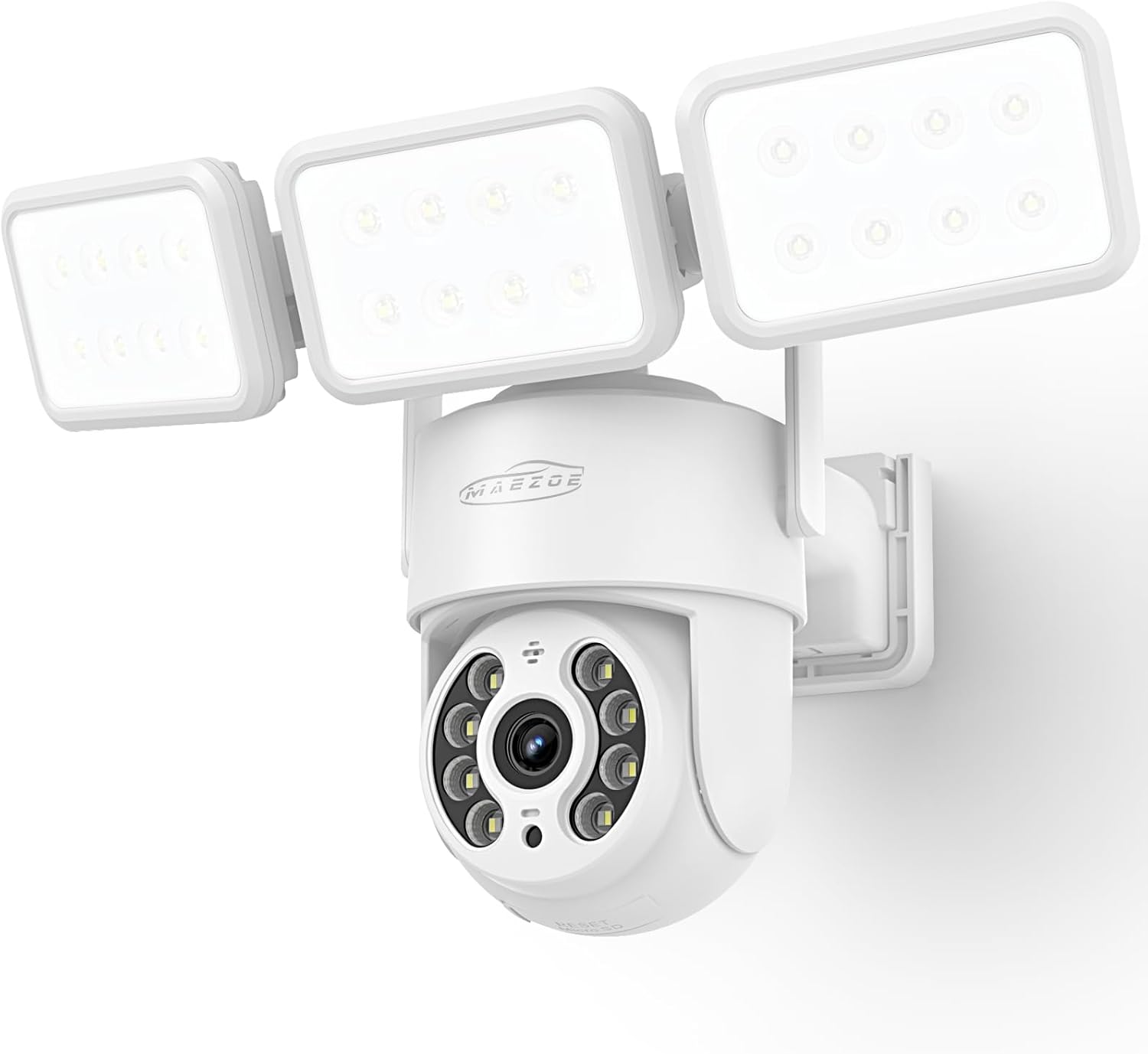 Floodlight Camera Wired (??/??) - Outdoor Smart Security Cameras, 360° Coverage, 3D Motion Detection, 2000 Lumens, 2-Way Audio, 2.5K UHD, 95dB Siren, 24/7 Recording, 32GB Storage White