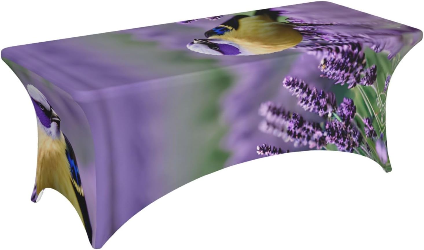Bird in Purple Lavender Floral Flowers Print Table Cover Rectangular Tablecloth for 6-Foot Tables for Wedding Banquets Outdoor
