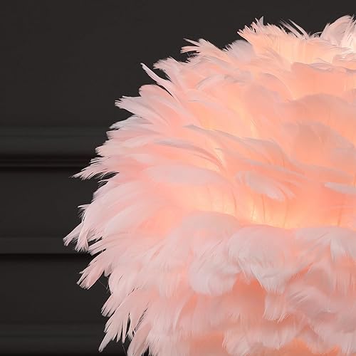 Miniatura 7 de Lámpara de plumas rosadas, lámpara de trípode para dormitorio de niñas, sala de estar, decoración estética, lámpara de escritorio, lámparas de noche