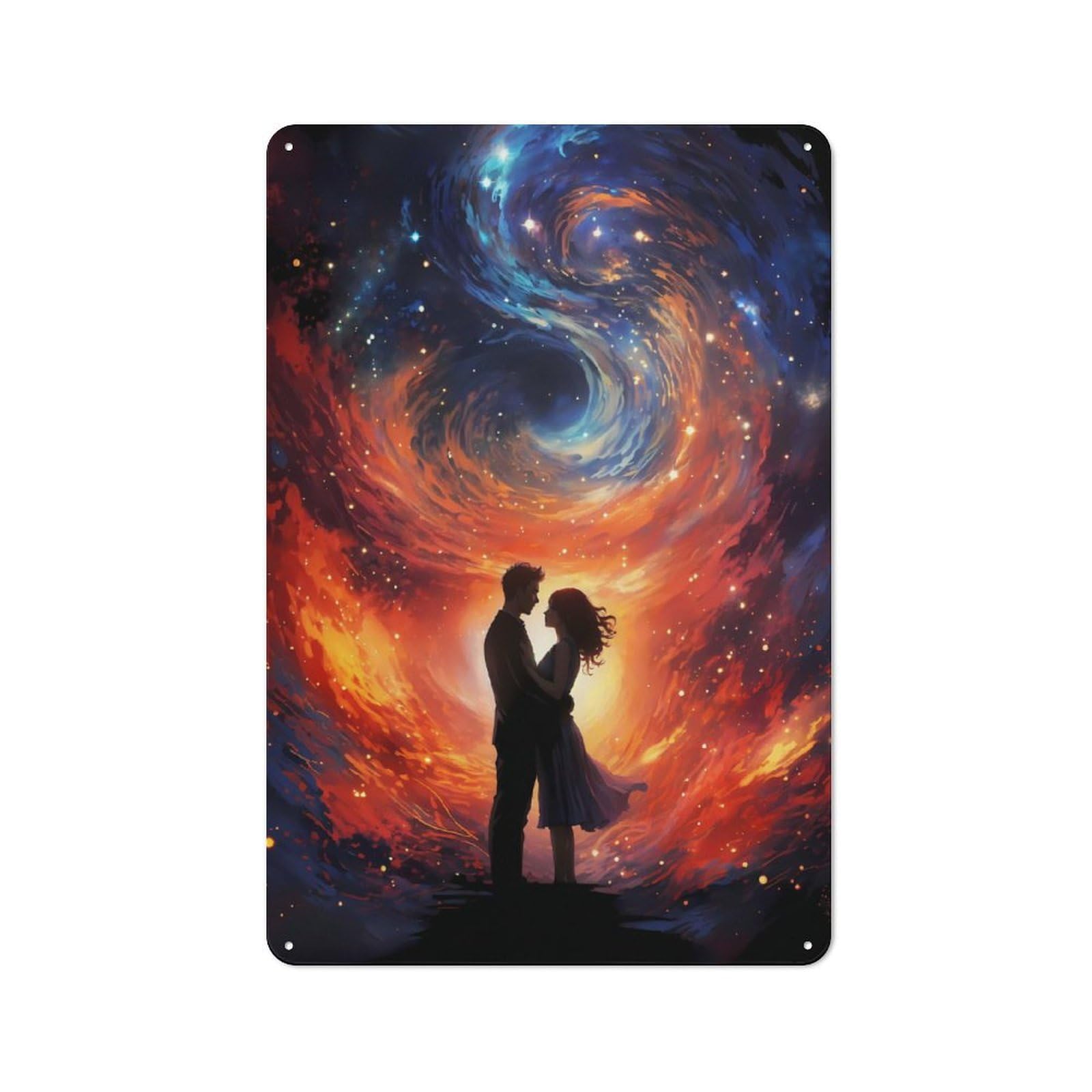 Retro Galactic Embrace Vintage Tin Sign 30x20cm, Retro Room Decor for Lounge, Study, Pub Or Wall Gallery
