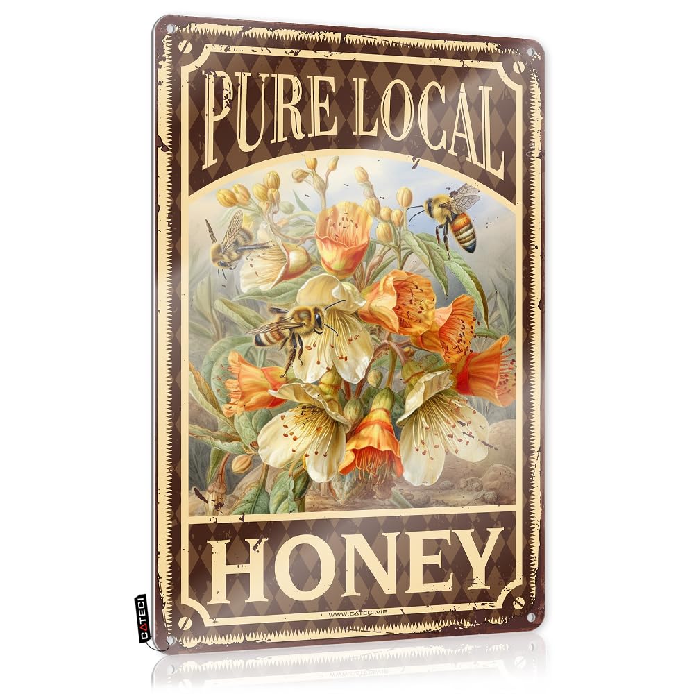 Fzfn Colour Pure Local Honey Bee Pretty Man Cave Stuff - Retro Wall Art Accessory Hanging Wall Decor(30X40cm)