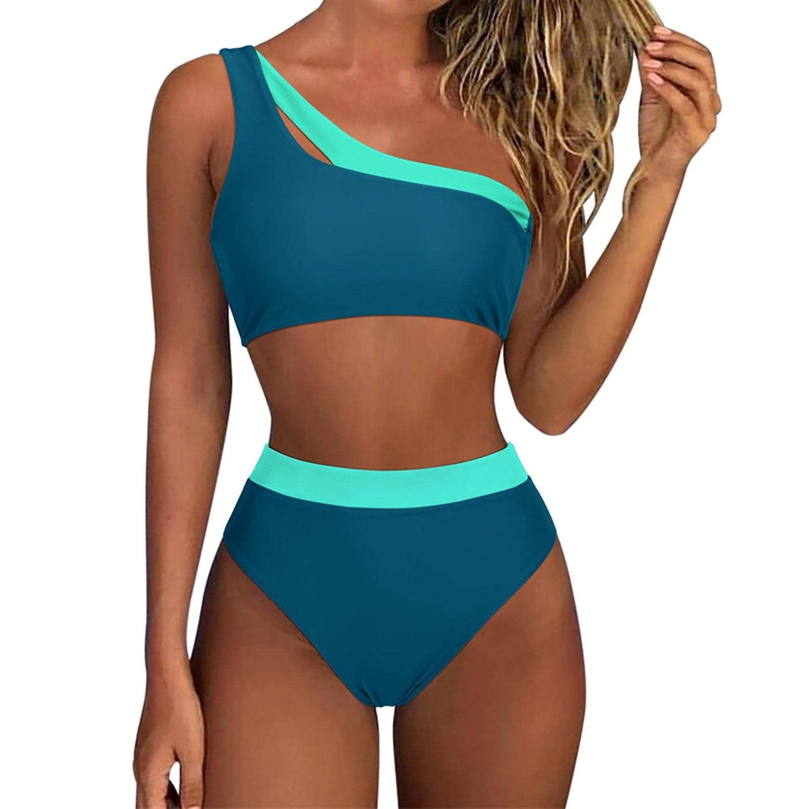 Costume da Bagno da Donna Bikini da Donna Costume da Bagno Sexy Monospalla Push-up Leopardato A Vita Alta Costumi da Bagno Costume da Bagno Bikini (Color : B5100-5, Size : S)