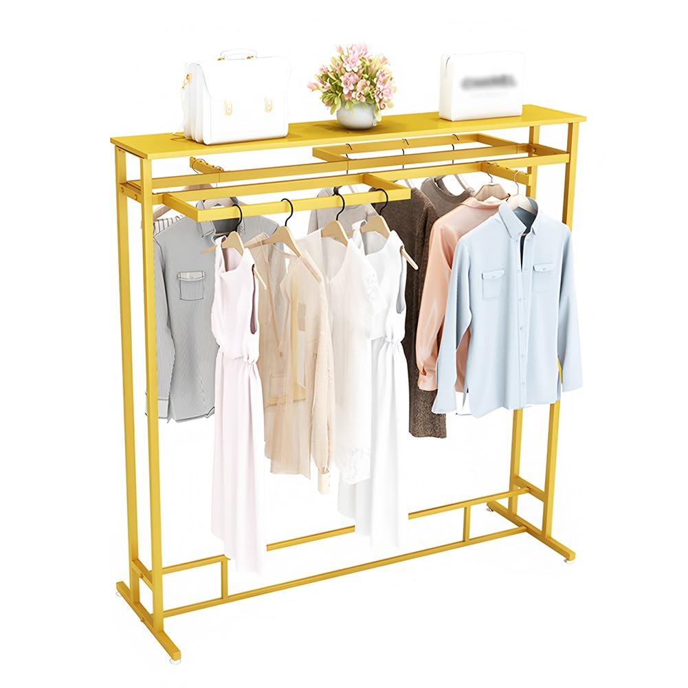 Portant à vêtements robuste en métal noir à double tringle grande capacité pour dressing