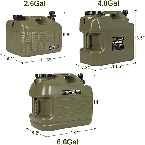 Miniatura 10 de DESERT & FOX Contenedor de agua con espita de 2.64.86.6 galones PE almacenamiento de agua portátil cubo verde para camping, senderismo, picnic