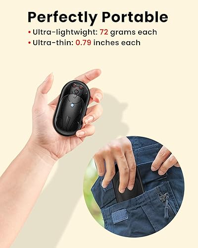 Miniatura 6 de Calentadores de manos eléctricos recargables, paquete de 2, 3000 mAh x 2 calentadores de manos portátiles que funcionan con pilas, regalos