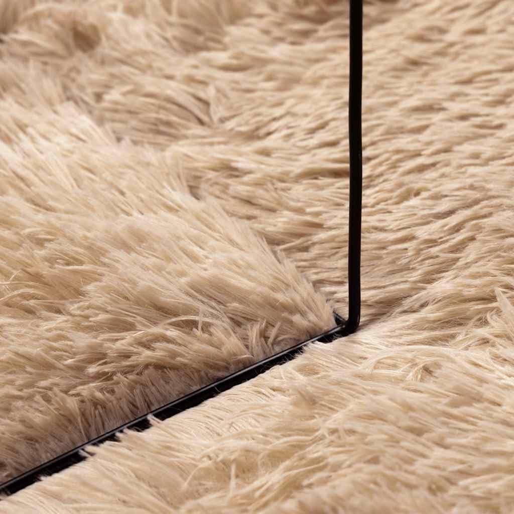 Tapis shaggy à poils longs Navara - Beige - 60 x 100 cm - Polyester - Moelleux - Doux - Antidérapant - Lavable - Pour salon, chambre à coucher, couloir - Avec haute hauteur de poils et