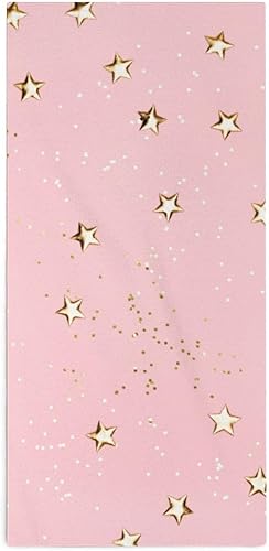 FISNAE Toallas de mano absorbentes con estrellas doradas y rosas, toallas decorativas suaves para baño, 28.7 x 13.8 pulgadas