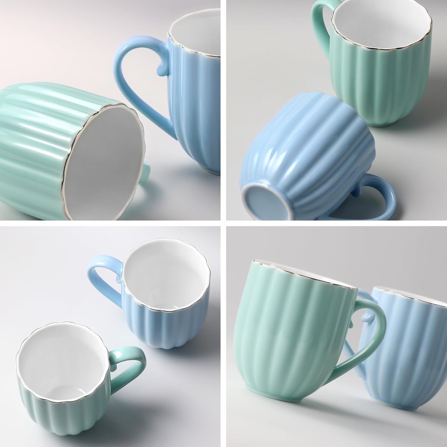 Set di 2 tazze da caffè in ceramica, 350 ml, perfette per espresso, tè, cappuccino, frullati, ideali per casa, bar e ufficio