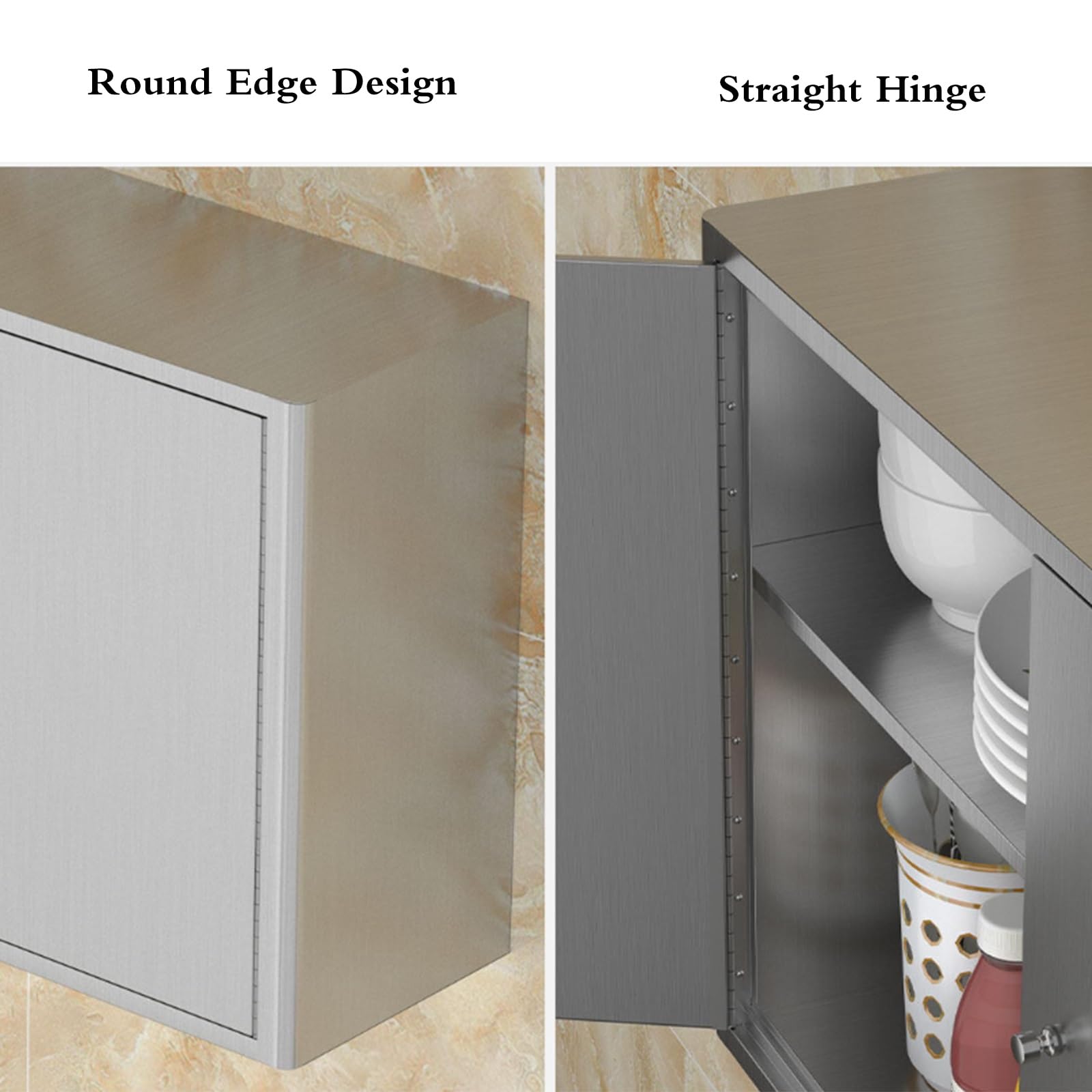 Armario De Almacenamiento De Acero Inoxidable para Montaje En Pared, Alacena De Cocina con Estantes, Armario Auxiliar para Baño, Lavadero U Organizador para Balcón(70 * 50 * 25cm)
