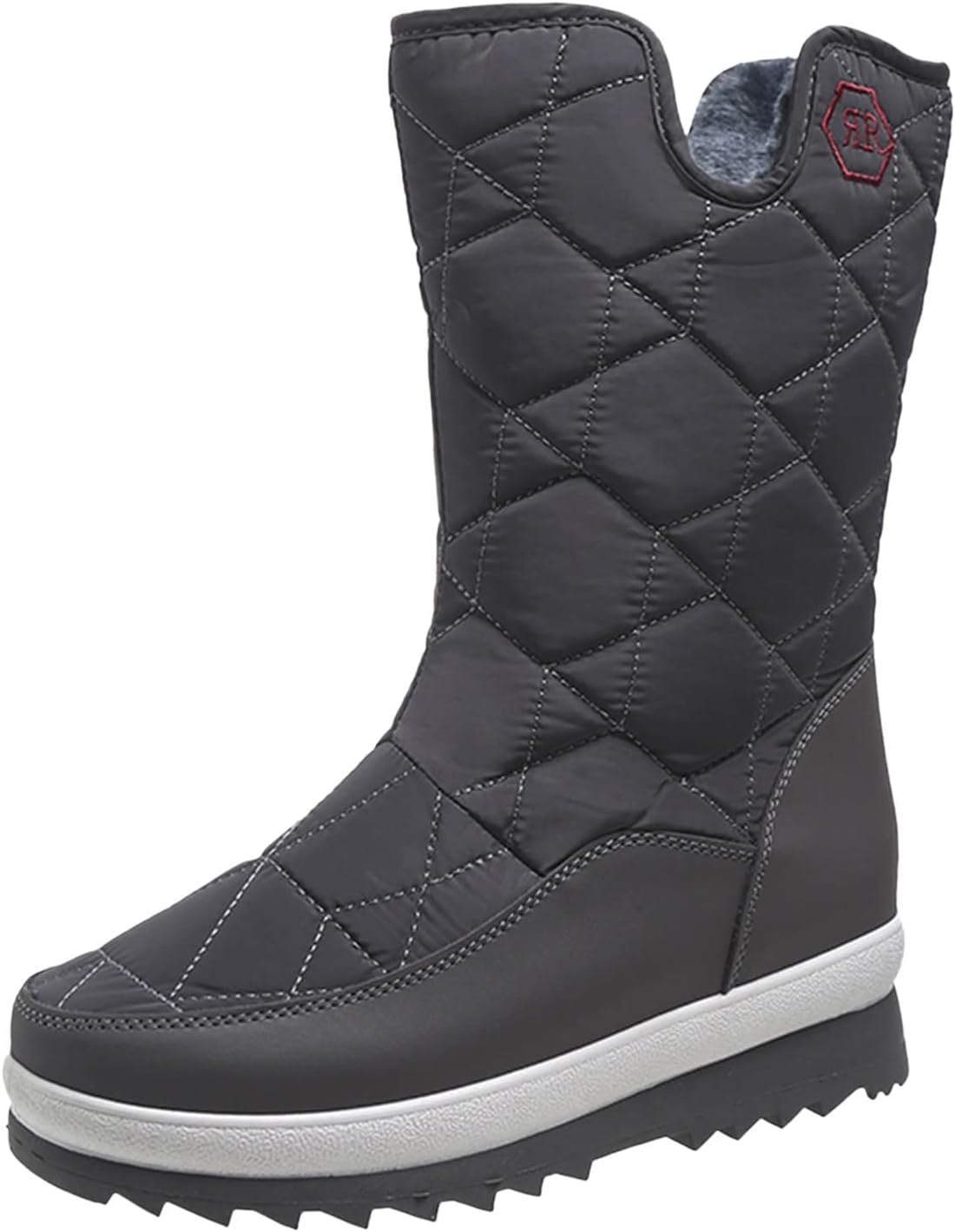 Suede Leather Mid Calf Boots for Women Low Heel Side Zip Fur Lined Non Slip Snow Shoes Lightweight Fashion Winter Booties