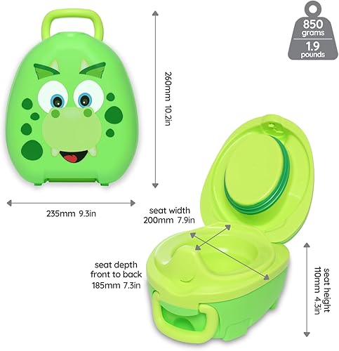Miniatura 7 de My Carry Potty - Orinal de viaje de dinosaurio, galardonado asiento de inodoro portátil para niños para llevar a todas partes