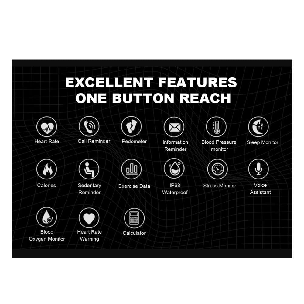 C20 Pro Watch Voice Assistant BT Wireless Call Business Outdoor Sports IP68 Orologio Impermeabile per Android/IOS Facile da Usare Nero