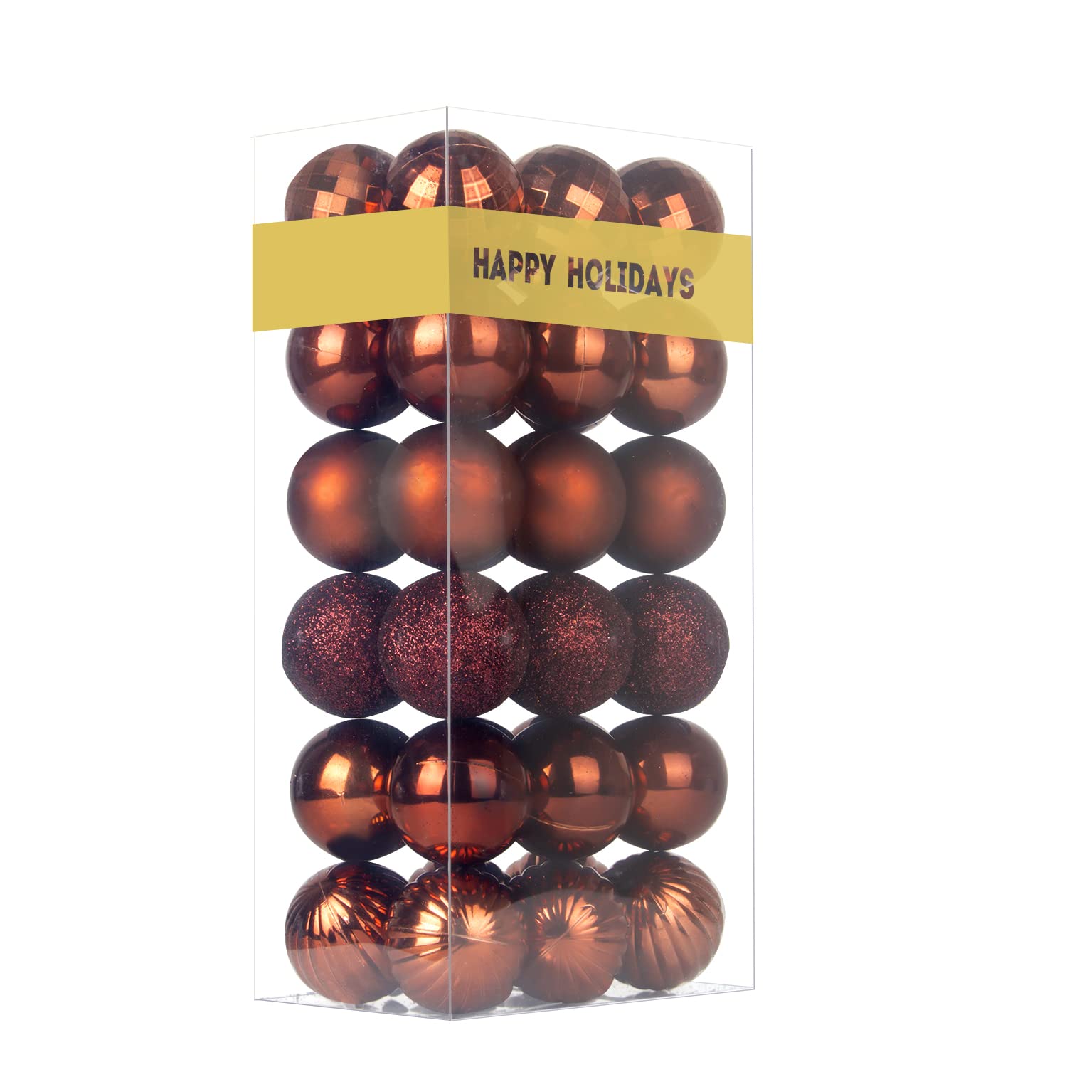 Bronze 1.6" Small Christmas Balls Christmas Tree Decoration Ornaments Shatterproof Hanging Balls for Xmas Tree Holiday Wreath Garland Decor Set of 36pcs Brown Christmas Ornaments