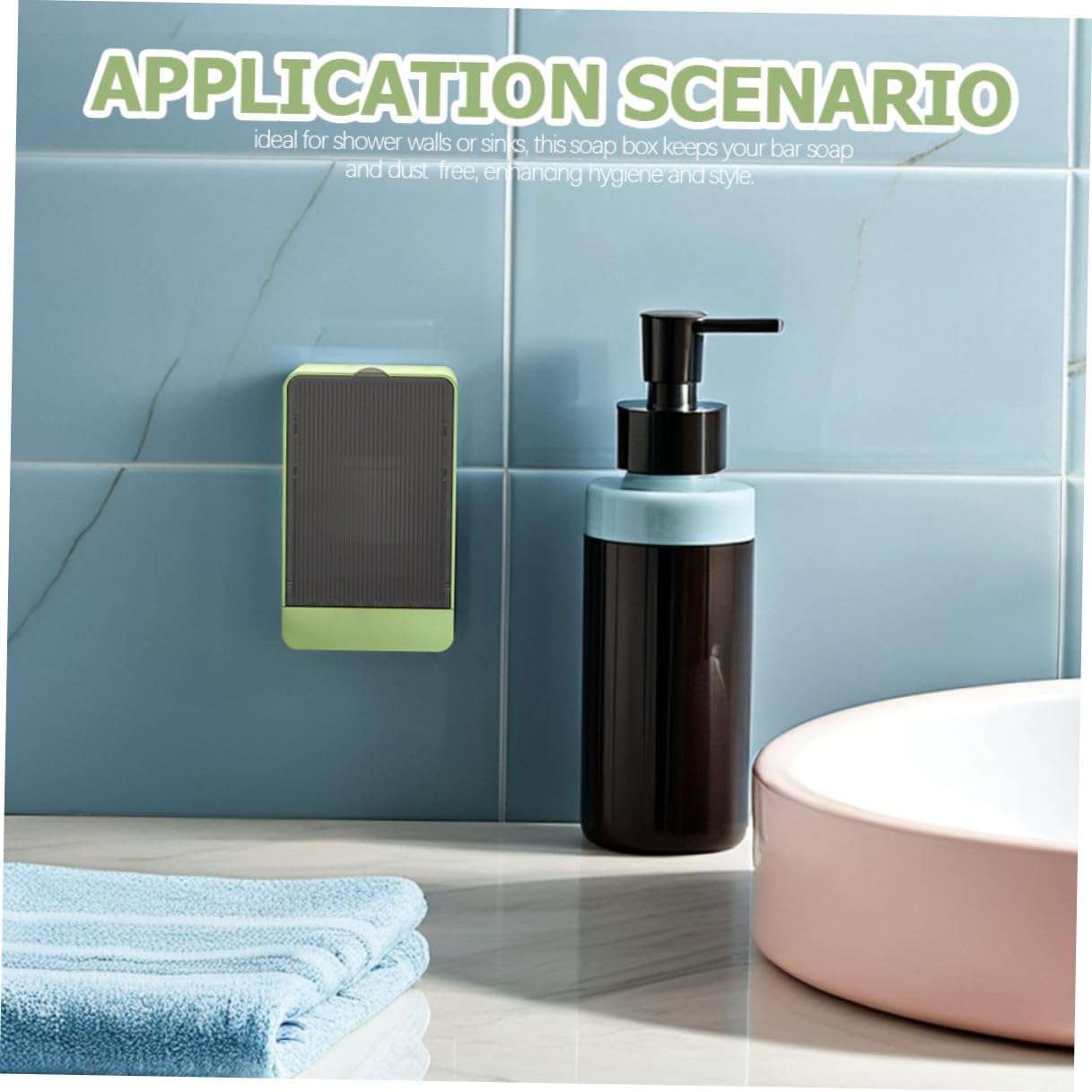 Kichvoe 2pcs Wall Mounted Soap Dish with Lid Detachable Self-draining Shower Soap Holder Plastic Flip-Cover for Bathroom Storage No-Drill Adhesive Mount in Two Colors: