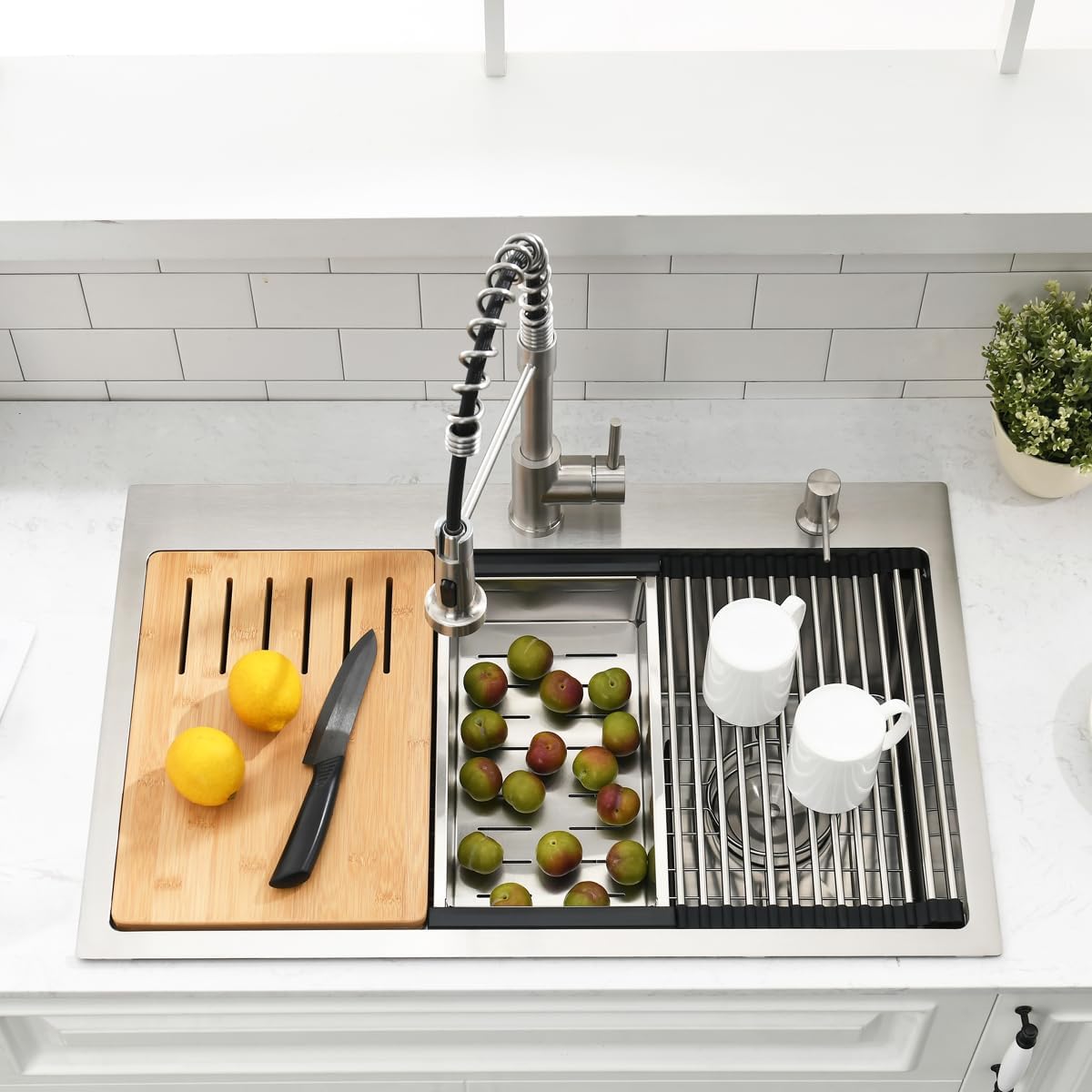 30 Inch Drop In Kitchen Sink Workstation - SZBAQTM 30x19-Inch Top Mount Sink Stainless Steel Single Bowl 10'' Deep Handmade Drop In sink with Cutting Board& Strainer