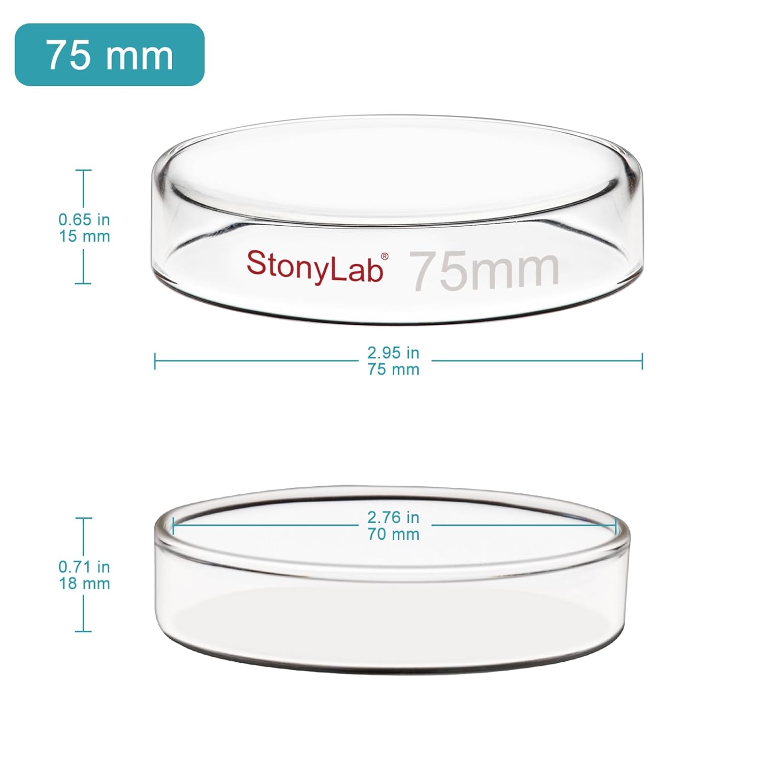 Glass Petri Dish (75x15 mm) Bundle with Lab Sealing Film - stonylab Bundle