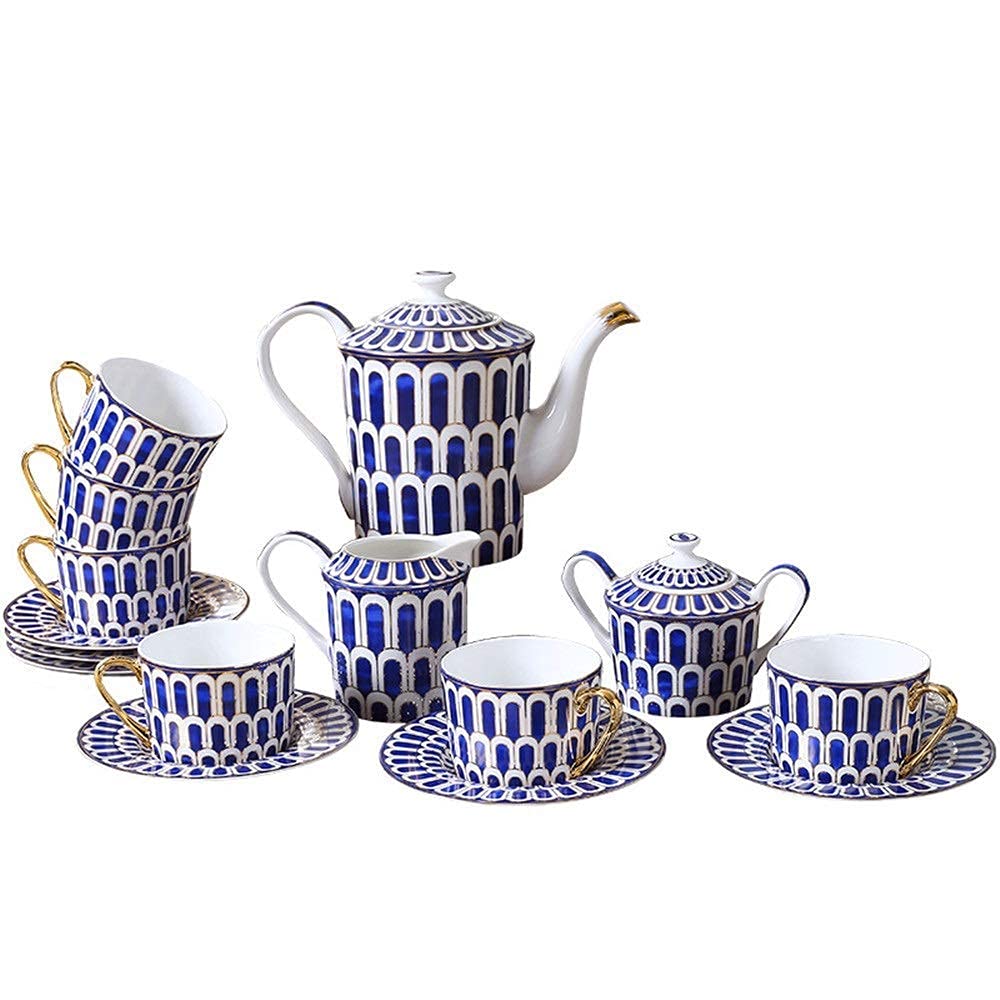 Tea Set Bone China Blue Print Coffee with High-Grade Coffee Cuplower Tea Set Ceramic Coffee Cupet Ceramic Tea Sets