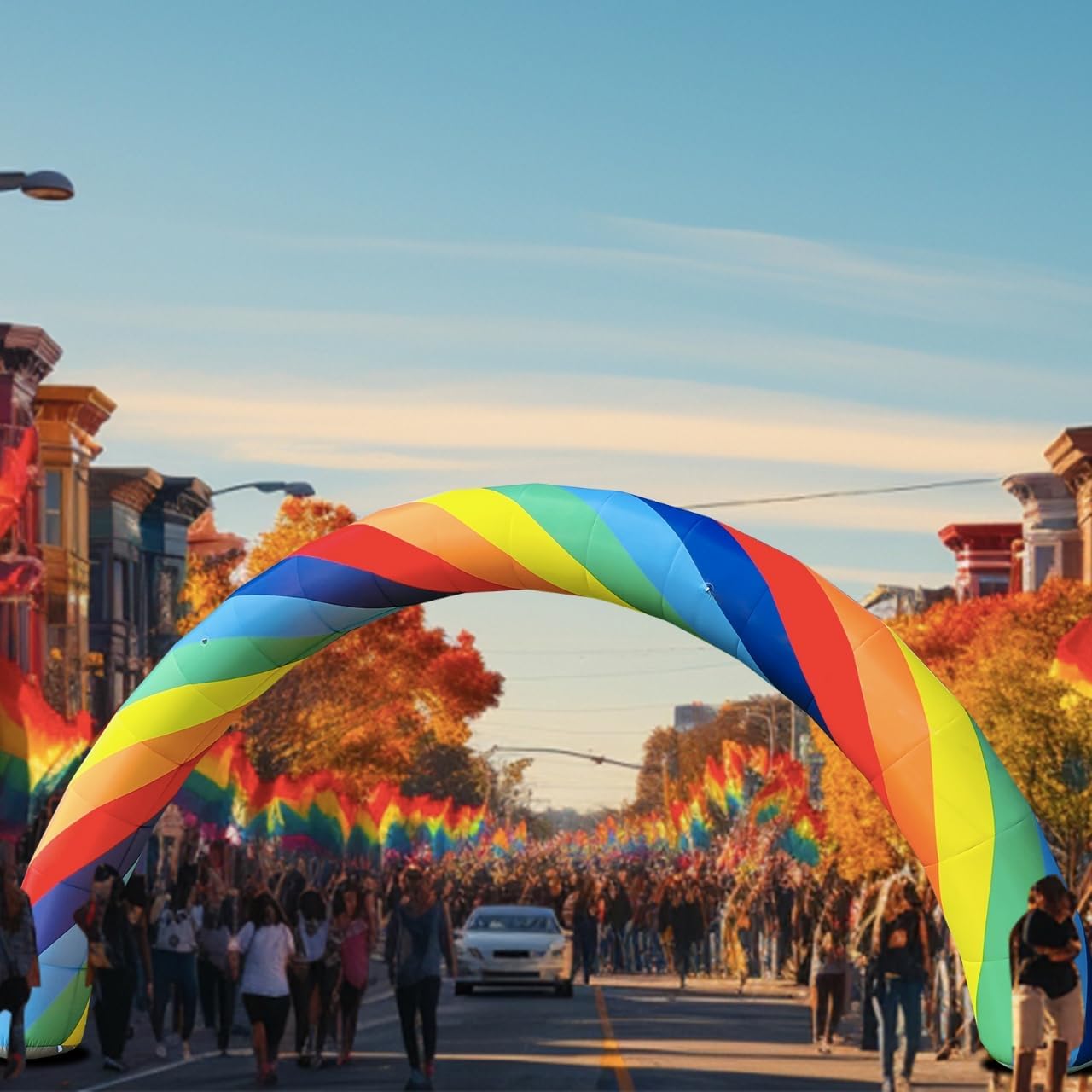 OZIS 26Ft Inflatable Arch - Rainbow Inflatable Arch with Built in 150W Blower for Birthdays, Parties, and Garden Decor | Inflatable Archway for Outdoor Events and Commerce Advertising