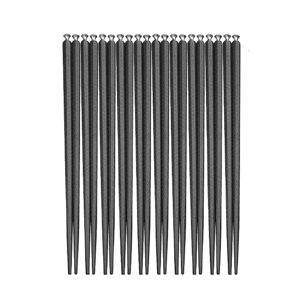 Palillos reutilizables Palillos chinos premium de fibra de vidrio con cabeza dorada y plateada, reutilizables, fáciles de usar, antideslizantes, aptos for lavavajillas, con caja de regalo, 10 pares, d