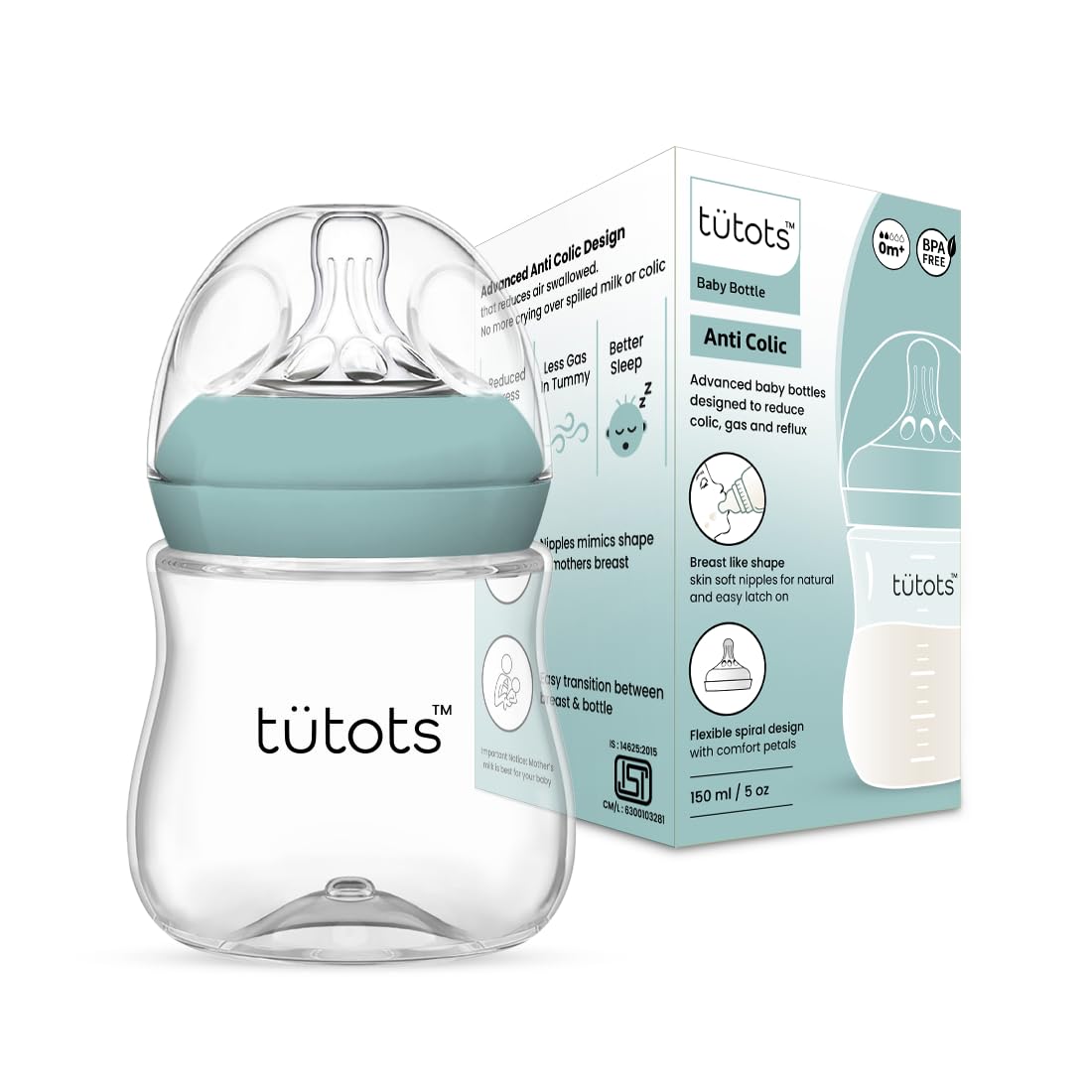 tütots Baby Feeding Bottle | Anti-Colic | BPA-Free |Spiral Teat with Comfort Petals | 3-12 Months | 1+ Year| Easy Clean| 150 ml-image-24