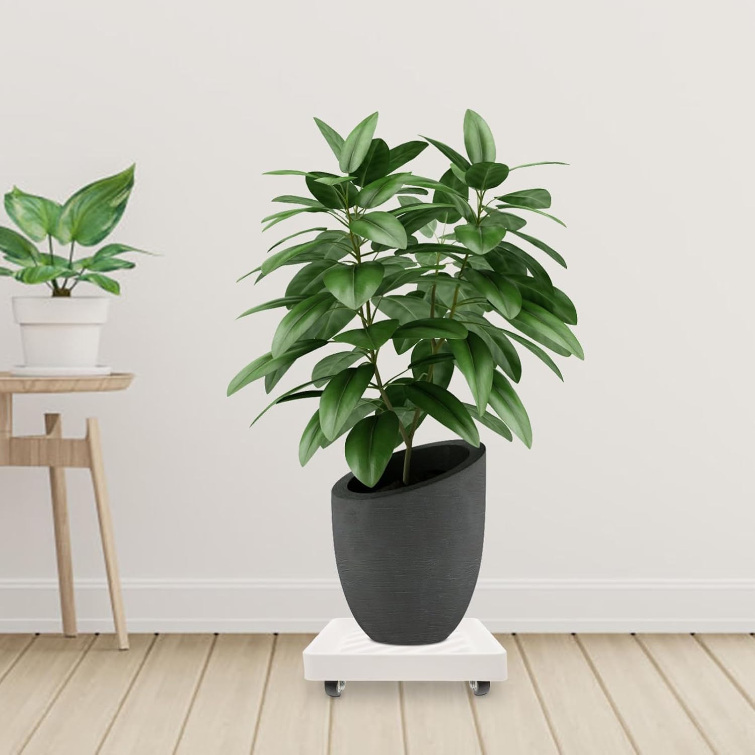 Milisten Rolling Plant Tray Wheels Heavy Duty Square Planter Base Casters for Easy Mobility for Indoor and Outdoor Use Water Retention Design for Optimal Plant Care
