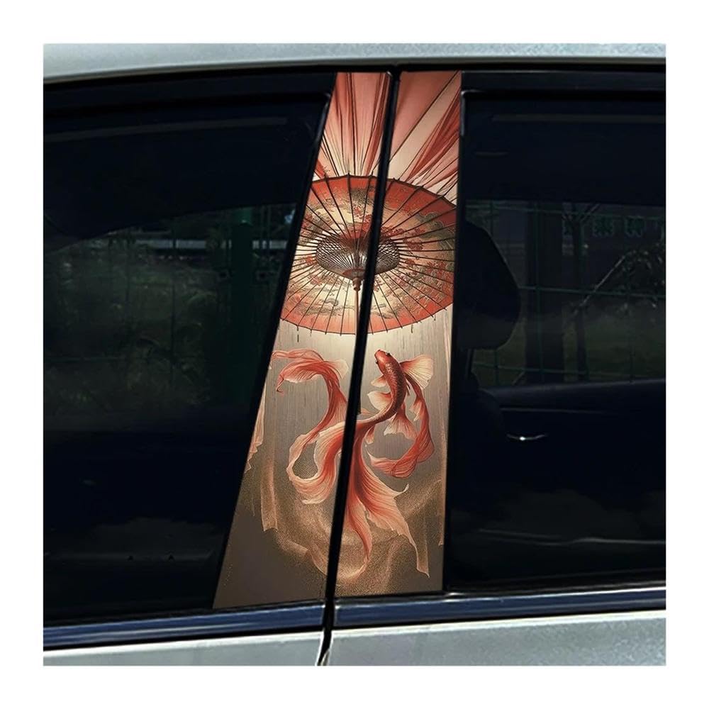 Body Parts 2PCS Auto Center Column Decals Graffiti Koi Carp Tiger Dragon Car B Pillar Sticker Waterproof(F)