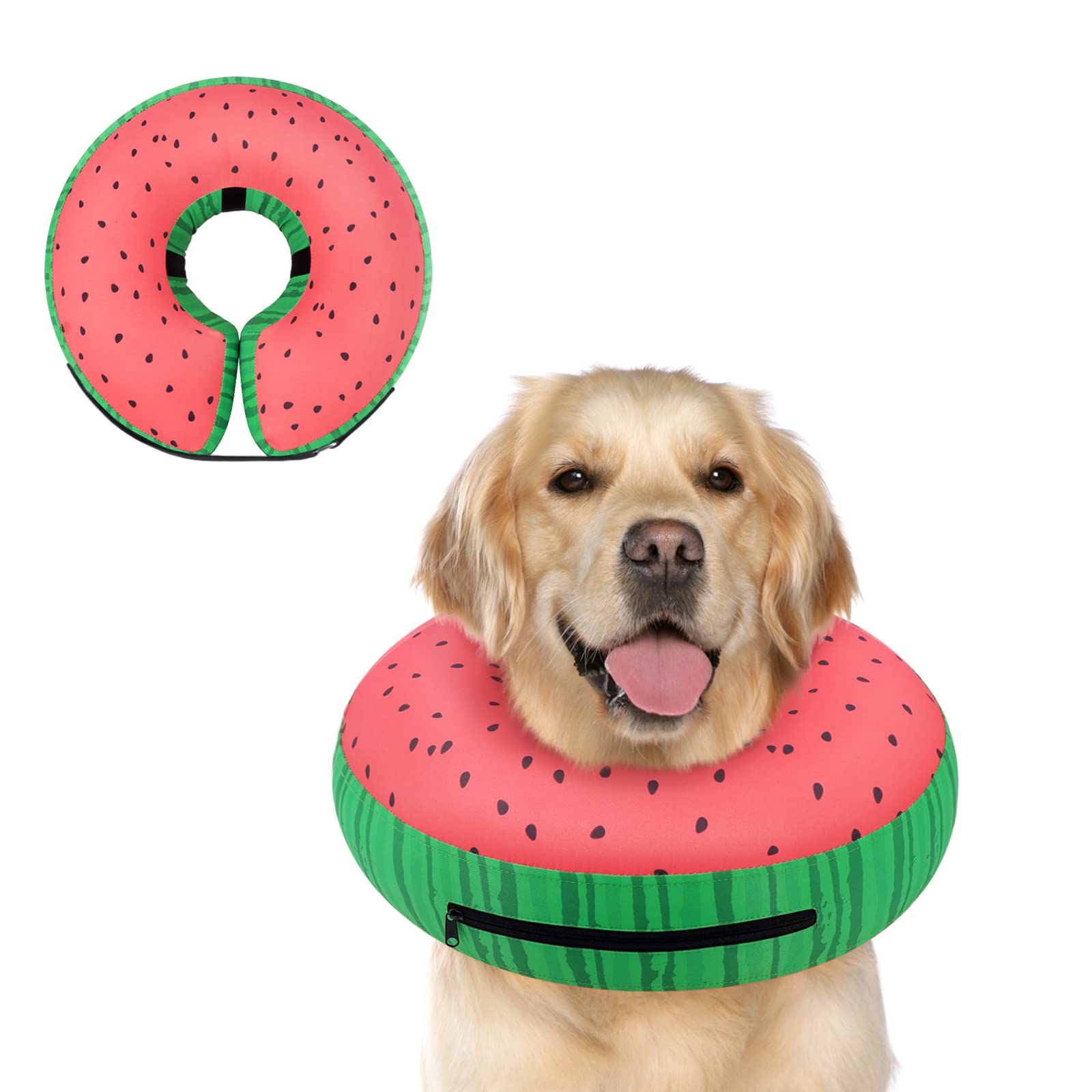 Supet Inflatable Dog Donut Collar Alternative After Surgery For Neuter, Soft Non-Stick Fabric Recovery E Collar For Small Medium Large Dogs