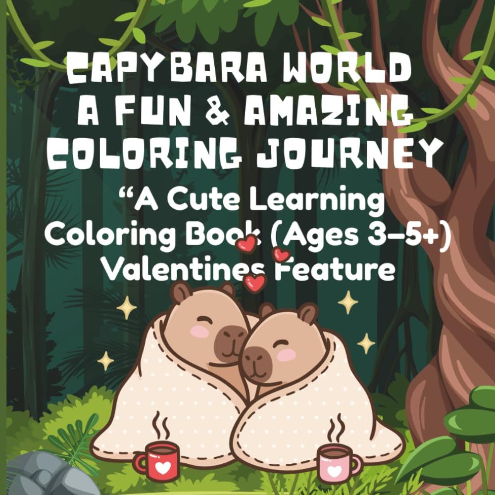 Capybara World A Fun & Amazing Coloring Journey: “A Cute Learning Coloring Book (Ages 3–5+) Valentines Features