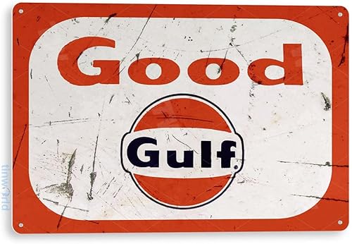 Tinworld Letrero de estaño Buen Golfo Gas Oil Auto Shop Garage Gas Oil Metal Decor B821