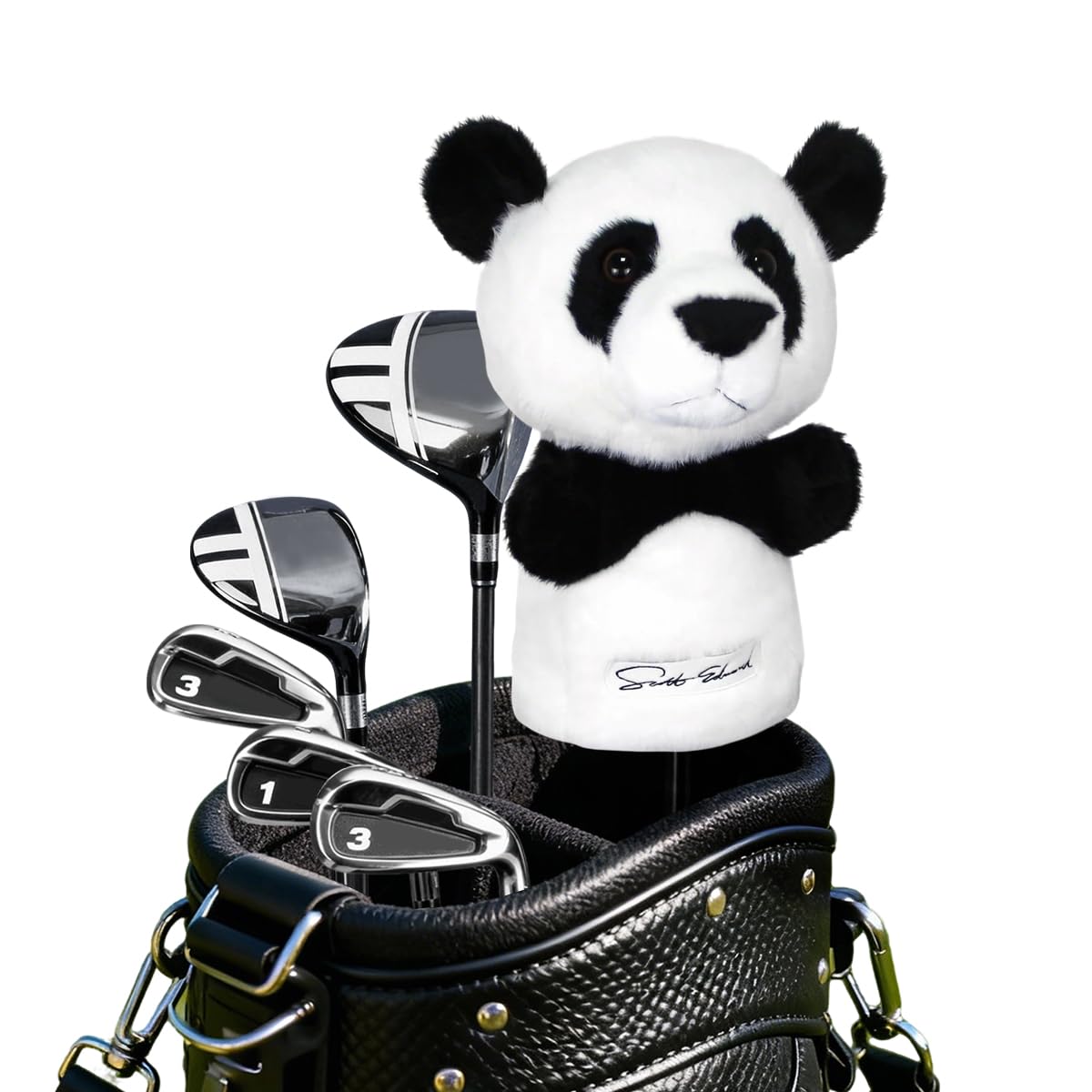Scott Edward Animal Zoo - Copertura in legno per conducenti e fairway, cani adorabili, divertenti e funzionali (driver Panda-nero)