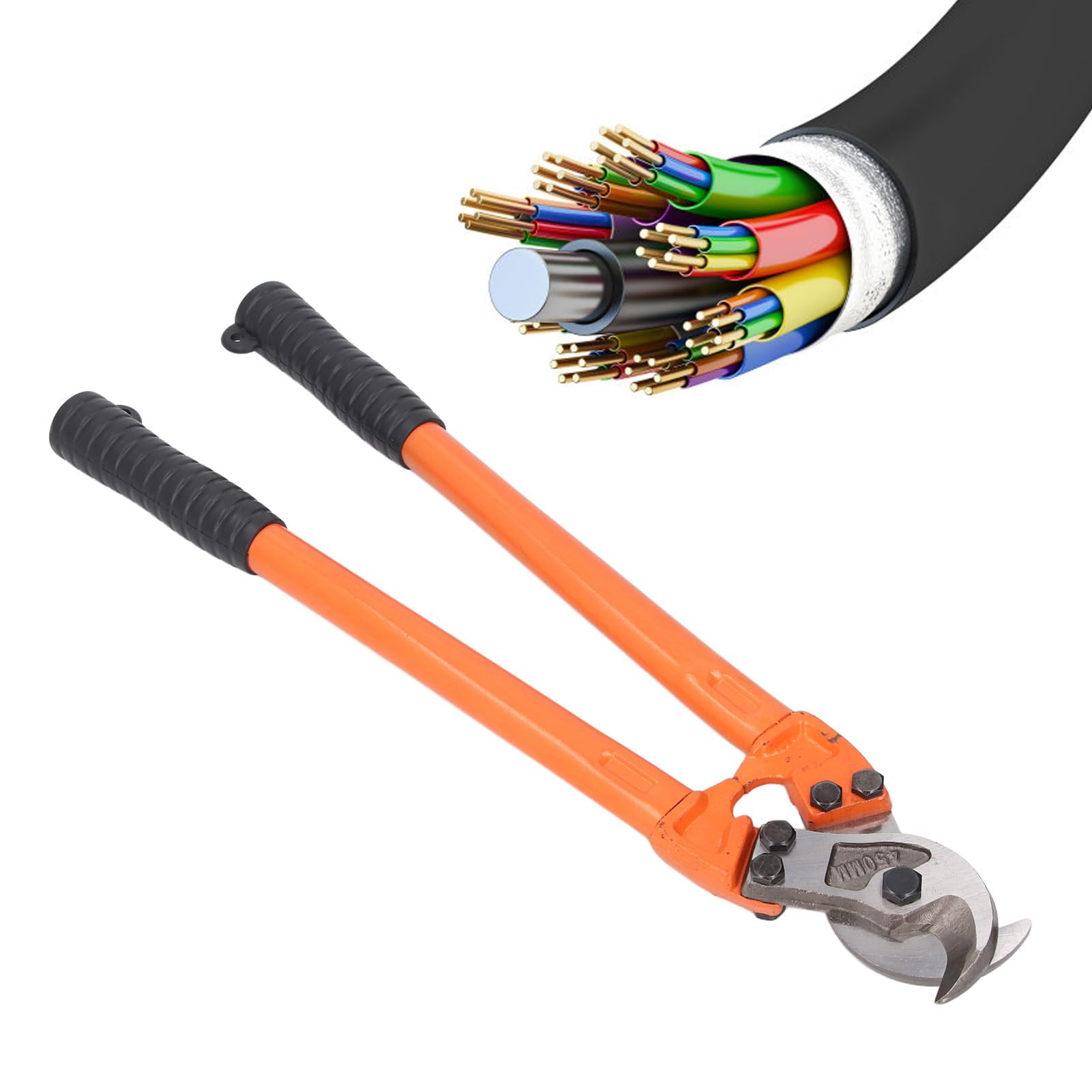 Yosoo Health Gear Kabelschneider 150 mm², 18 Zoll, Elektrostahldraht-Schneidzange, Handwerkzeug aus Kohlenstoffgehalt mit Langem Griff für Aluminiumkabel und Kupfer