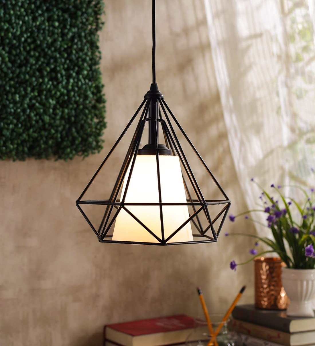 DarkVision Black Hanging Lights for Living Room/Pendant Lights for Ceiling/Hanging Lamps for Home Decoration/Decorative Hanging Lights,Metal (Diamond White (Without Bulb) (B08913FP78) Amazon Price History, Amazon Price Tracker