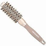BANGMENG Round Brush with Boar Bristles, 1 inch Barrel, Nano Thermal Ceramic Ionic Tech for Straightening and Blow Drying, Gold