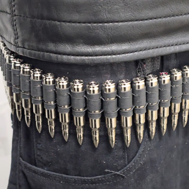 Ameri ☆新品未使用 UNDRESSED FAKE BULLET BELT Bullet Belt .223 Caliber Nickel Shell Nickel Tip Defused Dummy