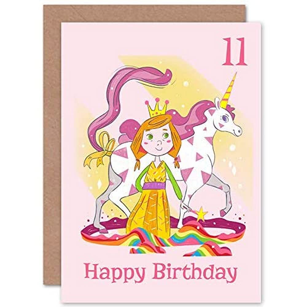 Artery8 Unicorn Princess Magic 11th Birthday Card Pink