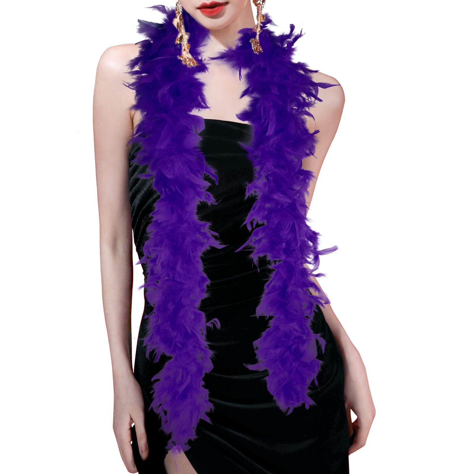 Lamar Feather 5 Feet Long Chandelle Feather Boa, Vintage Style, Purple Boas for Decoration, Crafting, Party, Halloween, Dress Up, 1980s Style (Purple)