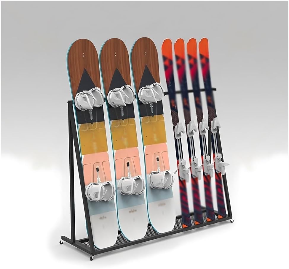 Metal Floor-Standing Snowboard Storage Rack - Ski Carrier for Ski Resort, Home, Shop, Garage - Display Rack for Ski Sample Board