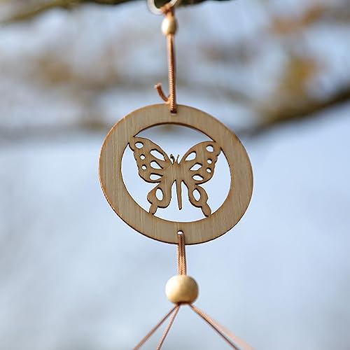 Miniatura 8 de Campanillas de viento de bambú hechas a mano de 27 pulgadas para exteriores, campanillas de viento de madera, decoración del hogar para exteriores e