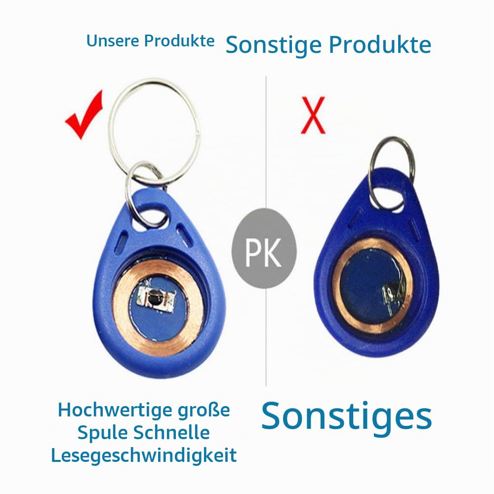 YAVIS 125 kHz RFID Proximity ID EM4100 EM4102 Zugangskontrolle Schlüsselanhänger Schlüsselanhänger Keyfobs Smart ID Keycard für Tür Elektroschloss System NFC Token-Tag 100 Stück blau