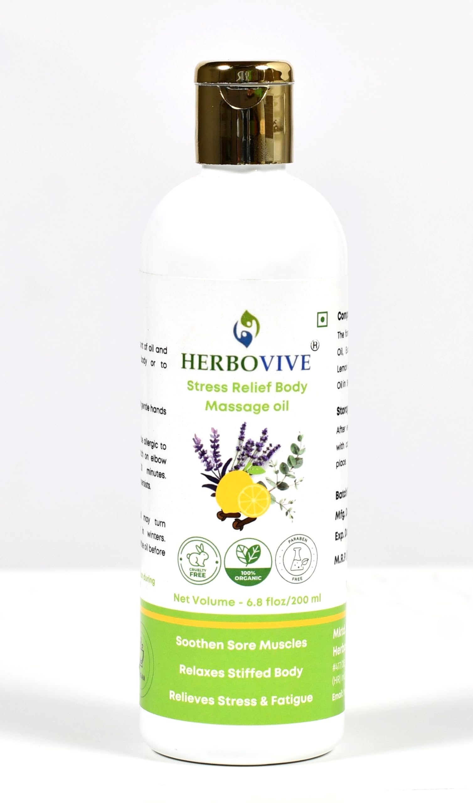 Herbovive Stress Relief Body Massage Oil (200ml)