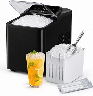 Typhur Nugget Ice Maker Countertop, One-Touch Deep Cleaning, Midnight Black