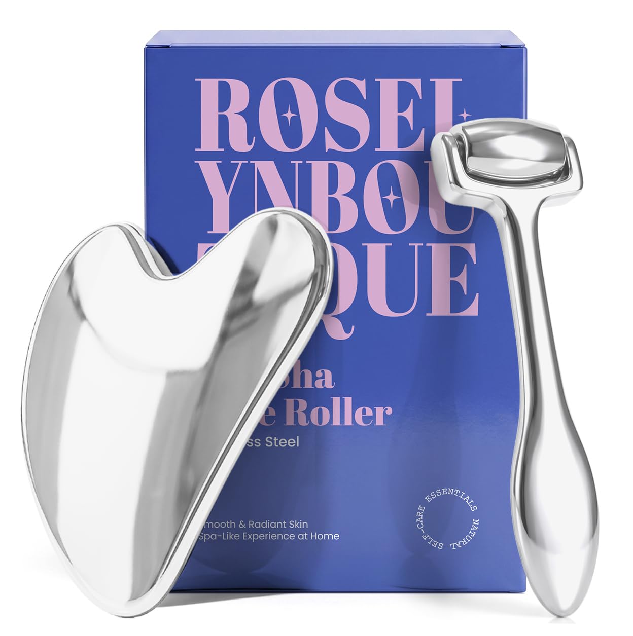 ROSELYNBOUTIQUE Gua Sha Facial Tools &amp; Stainless Steel Face Roller