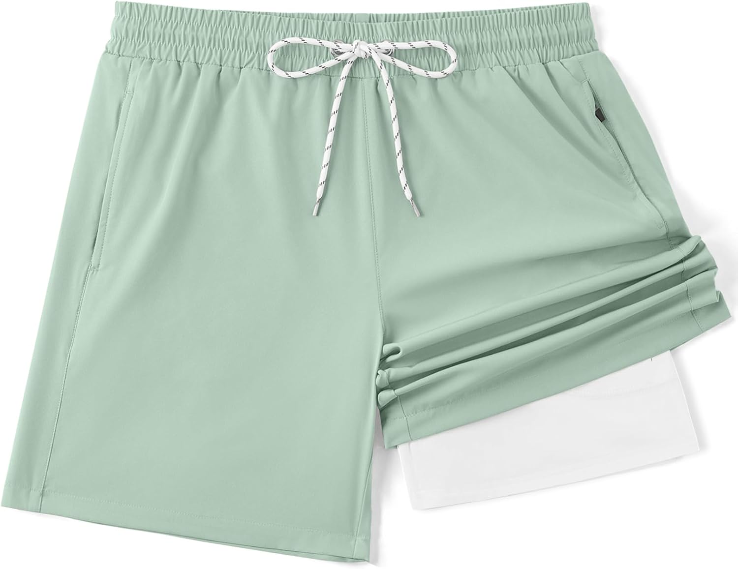 COOFANDY Men's 7" Swim Trunks with Compression Liner Stretch Swimming Shorts with Zipper Pockets - Image 4