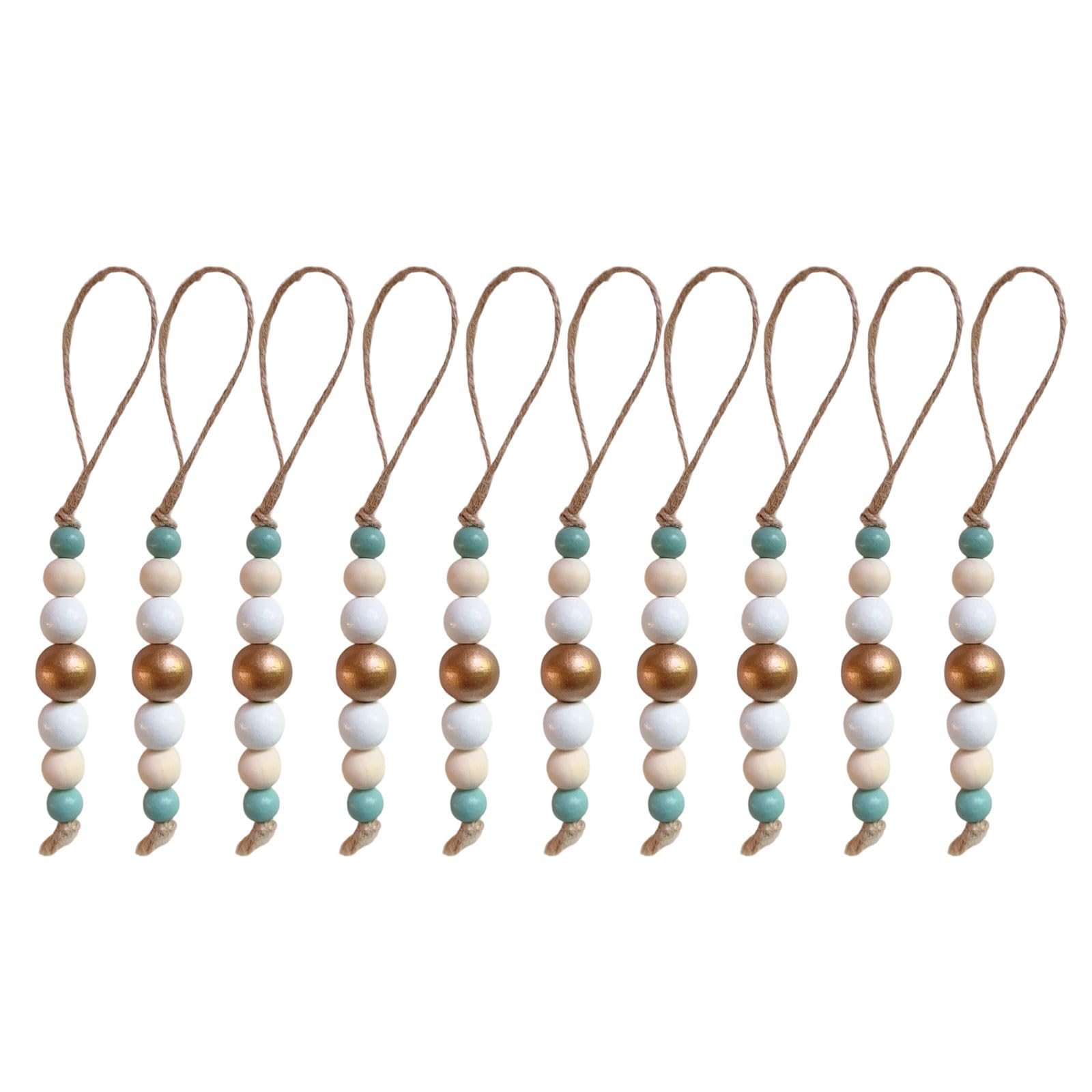 hogtnd 10 Pieces Wooden Beads Christmas Ornaments with Rope for Indoor Outdoor Christmas Decoration Bead Decoration
