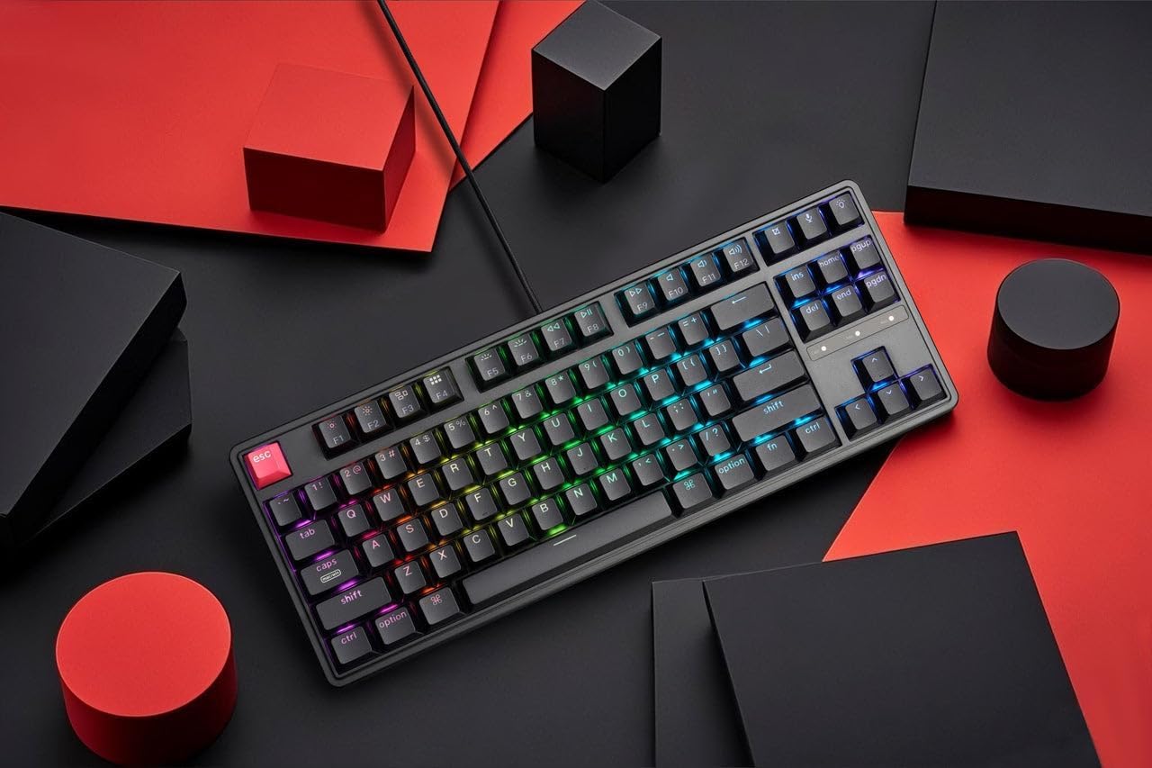 Keychron C3 Pro 8K – Tastiera Meccanica Wired 80% TKL ISO-IT con Polling Rate 8000Hz, QMK, Keycaps ABS, RGB, Hot-Swap e Switch Super Red