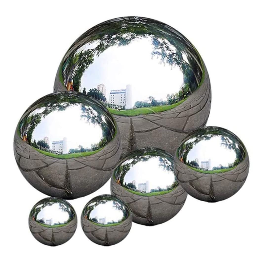 Gazing Balls, 6pcs Miroir en Acier Inoxydable Boules Creux polies, étang Flottant Gazing sans Couture, sphère réfléchissante du Paysage du Jardin pour décoration de Jardin étang de Jardin