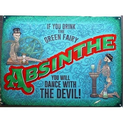 Hotrodspirit – Absinthe Green Fairy Dance Plaque with Devil Tole Bar Dinner