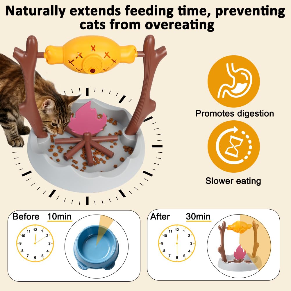 SZEE Juguete alimentador de rompecabezas para gatos, dispensador de golosinas para entrenamiento de alimentación más lento, mantiene a las mascotas ocupadas y evita comer en exceso, incluye pequeños
