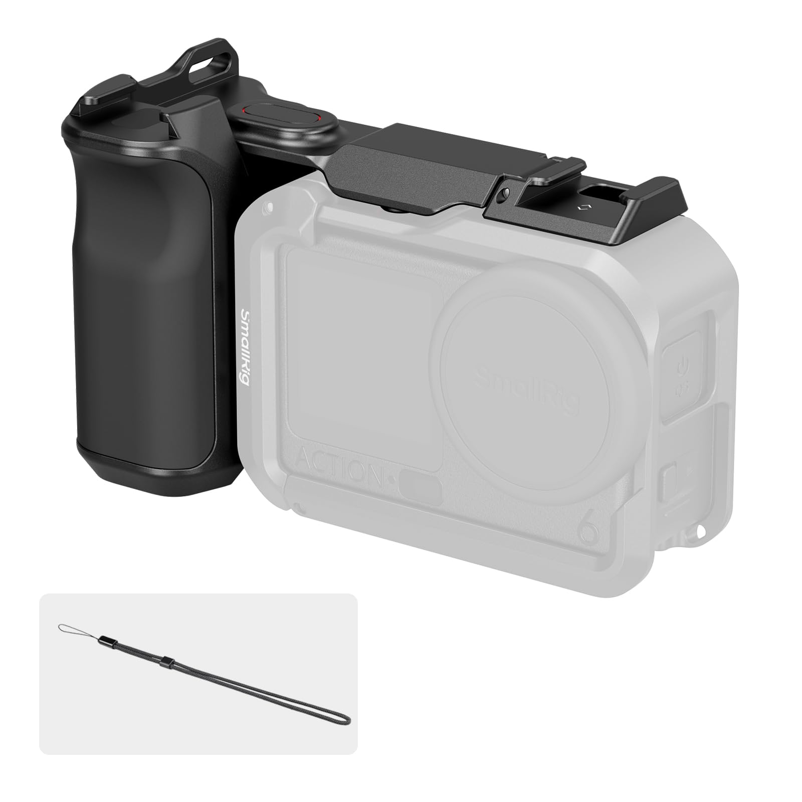 SmallRig Mango para DJI Osmo Action 6, agarre lateral de fotografía callejera con botón de obturación y zapata fría, compatible con SmallRig Action 6 Cage 5887/5888, correa de muñeca incluida para